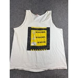 VINTAGE 80s Dont Be A Dick Muscle Tank Top Mens White USA Graphic Streetwear XL